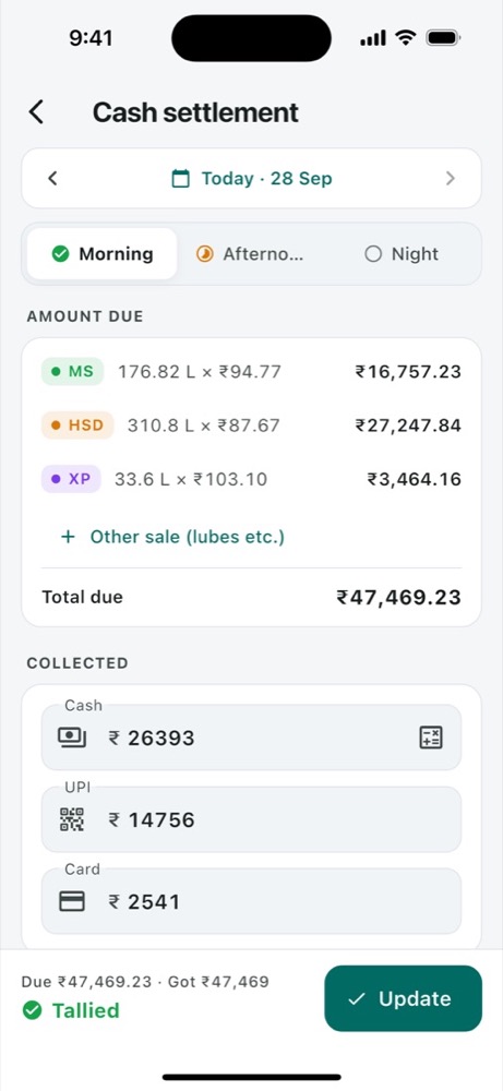 Owner: cash tallied